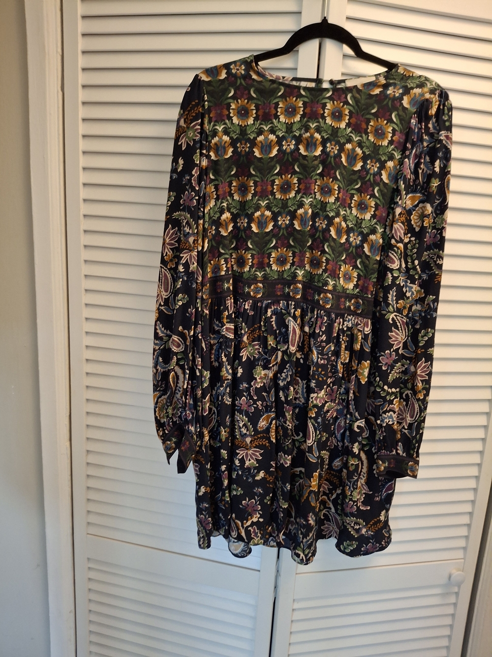 Sezane Boheme Floral Mini Dress in Black, Green, Yellow